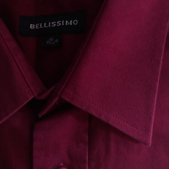 Bellissimo Burgundy Dress Shirt Size 16R - Picture 2 of 10